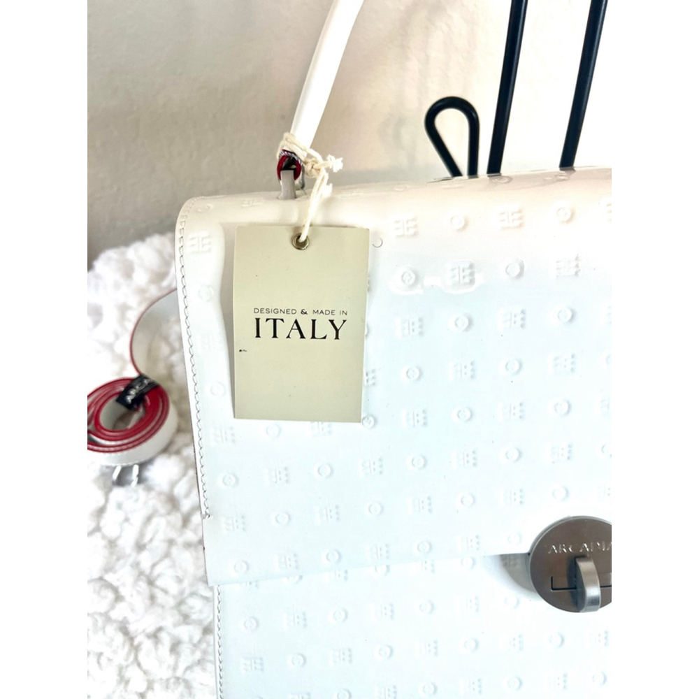 Arcadia White Patent Leather Crossbody Shoulder Bag Purse Large - Picture 2 of 12